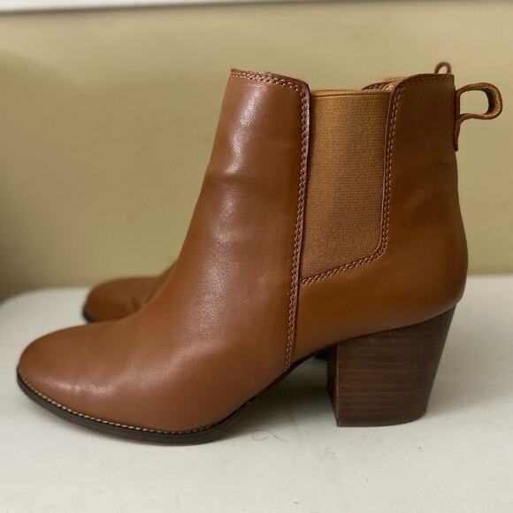 J. Crew Rory Leather Block Heel Ankle Chelsea Boots Warm Sepia Brown Size 10 - Picture 5 of 9